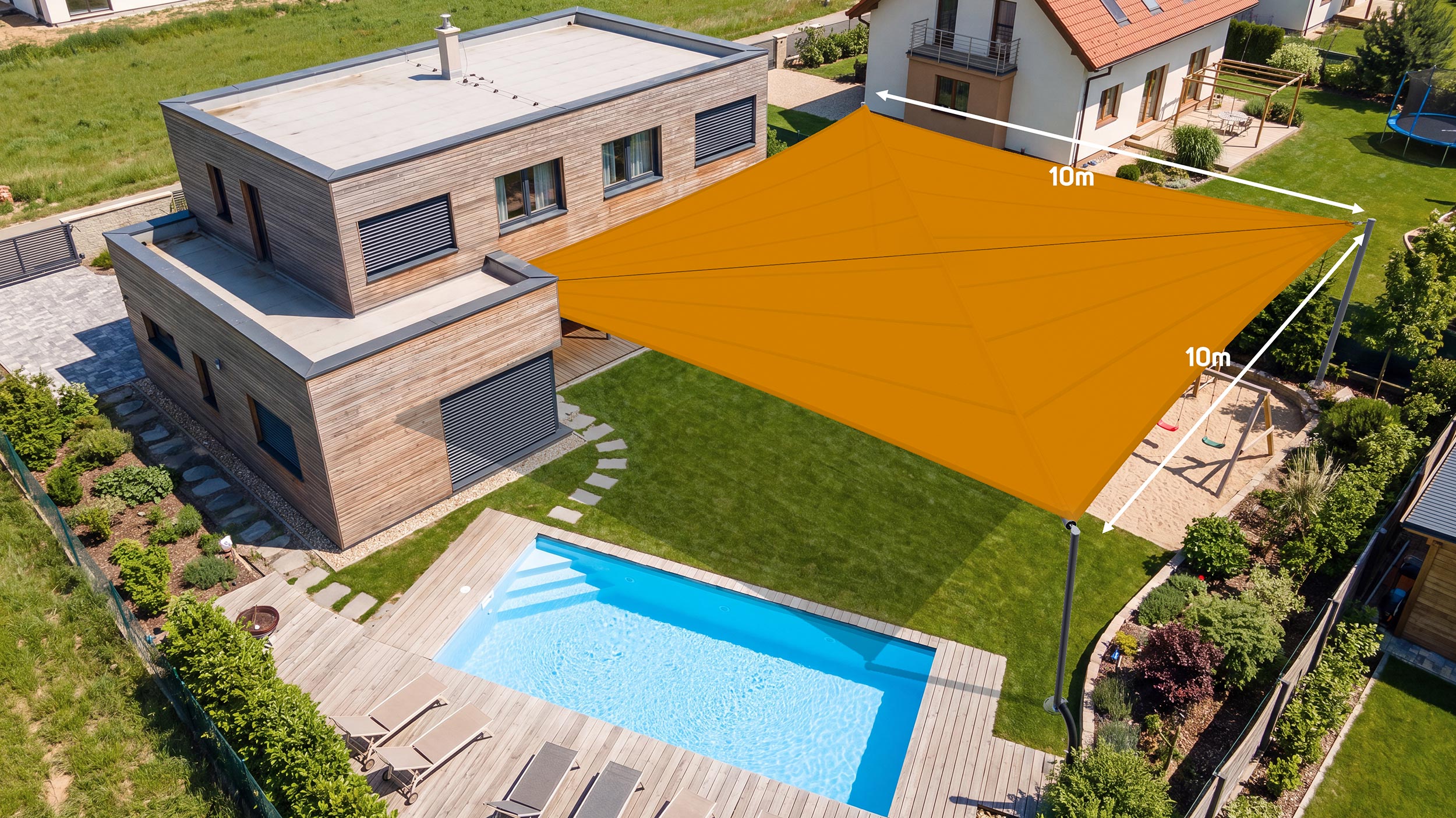 Erweitern Sie Ihren Outdoorliving-Bereich mit SOLIDAY Sonnensegeln - Bis zu 85 m²&nbsp;Beschattungsfläche.